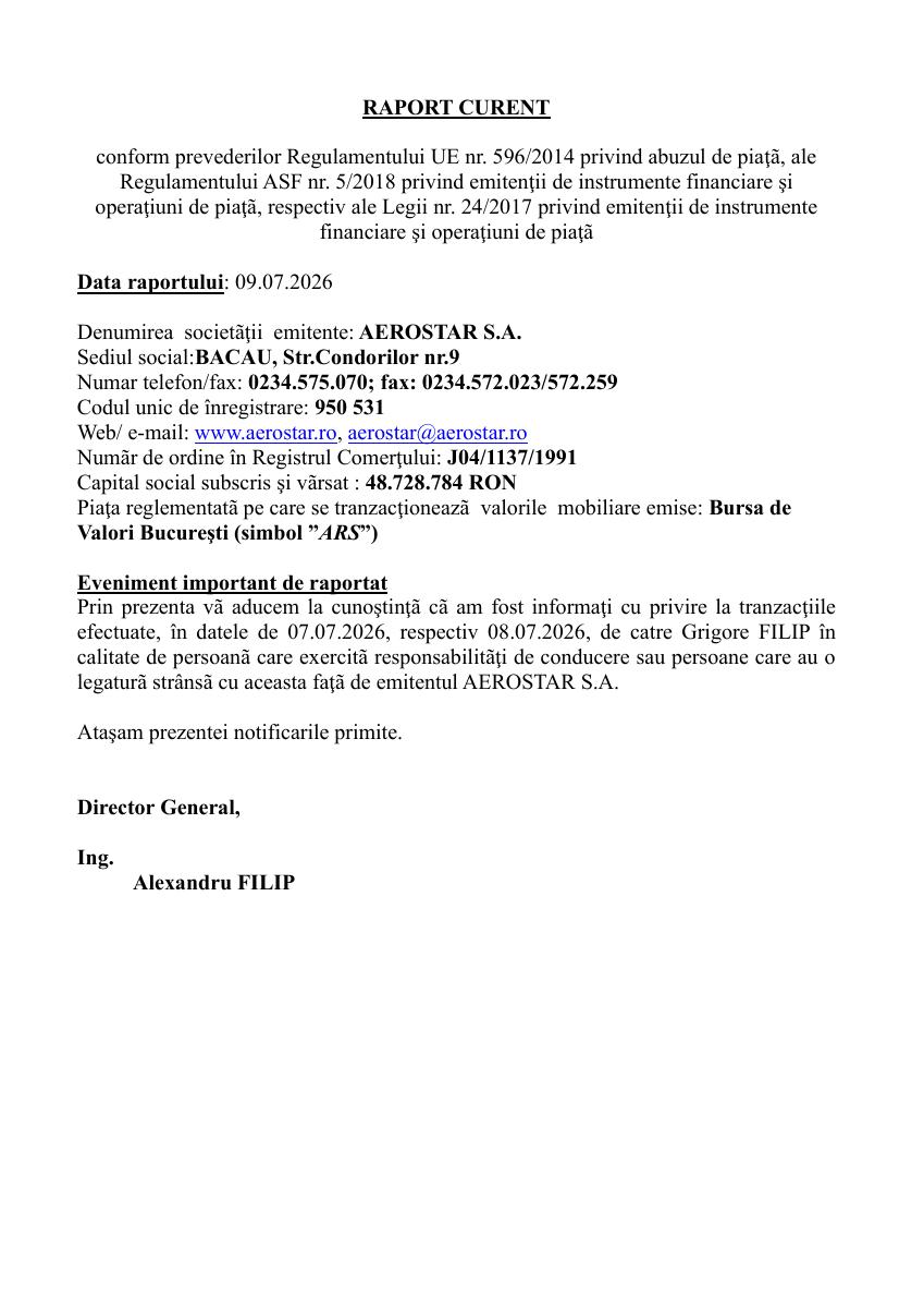 AEROSTAR S.A. (ARS)
