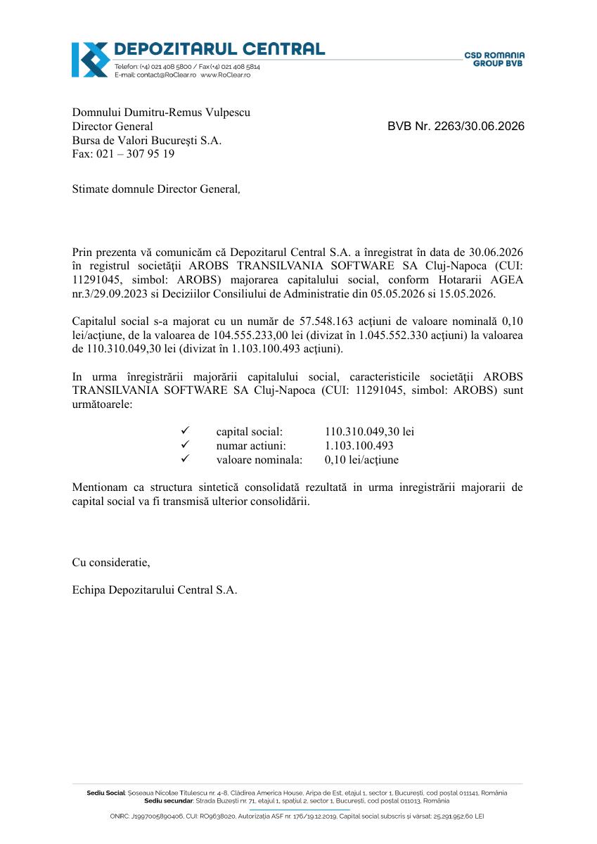 AROBS TRANSILVANIA SOFTWARE (AROBS)