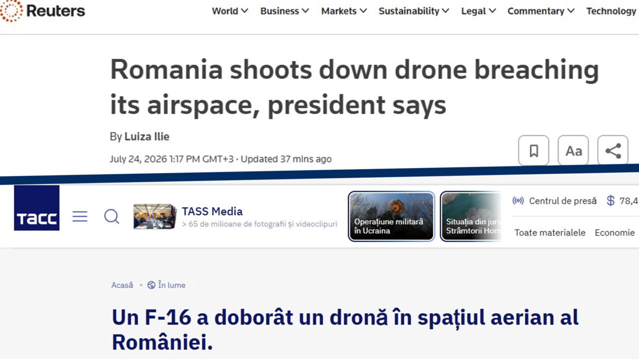 Ce scrie presa internațională despre prima dronă dobor&acirc;tă &icirc;n Rom&acirc;nia de un avion F-16 cu pilot rom&acirc;n