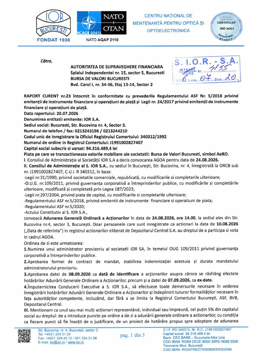 IOR SA BUCURESTI (IORB)