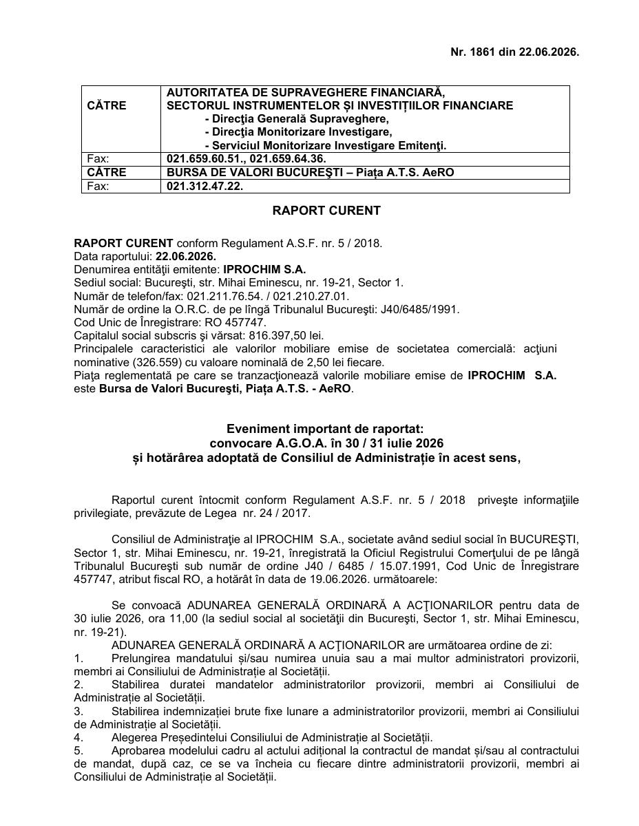IPROCHIM SA Bucuresti (IPHI)