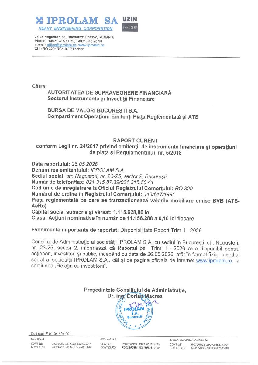 IPROLAM SA BUCURESTI (IPRO)