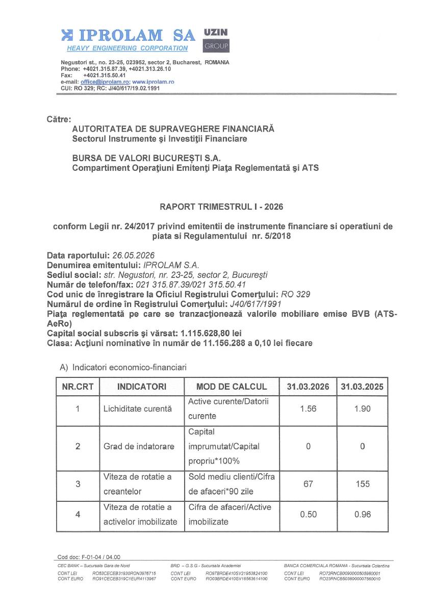 IPROLAM SA BUCURESTI (IPRO)