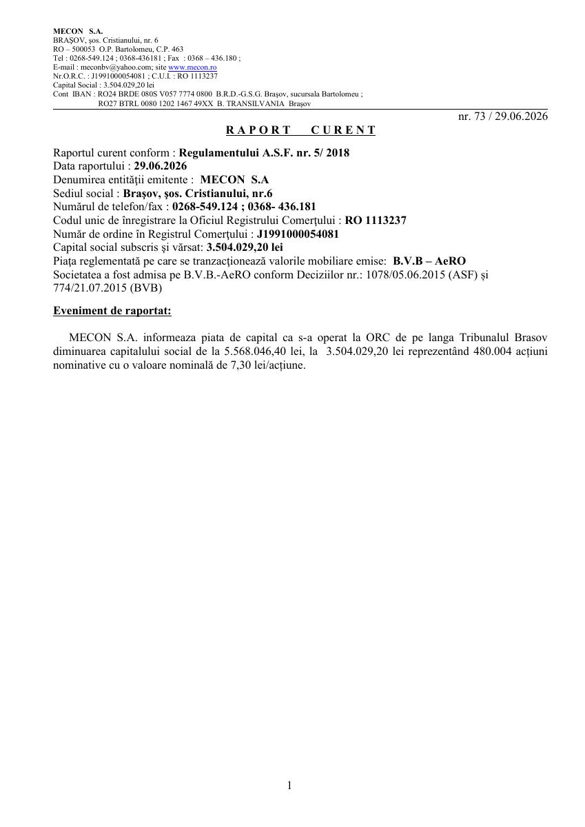MECON SA BRASOV (MECP)
