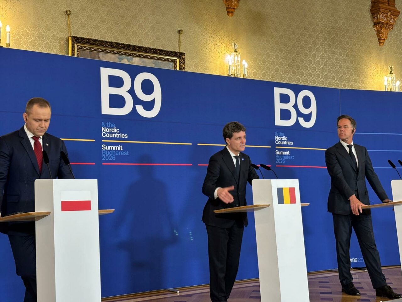 Nicușor Dan, Mark Rutte și Karol Nawrocki, conferință comună după Summitul B9 de la București: &bdquo;Rusia e o amenințare pentru NATO&rdquo;