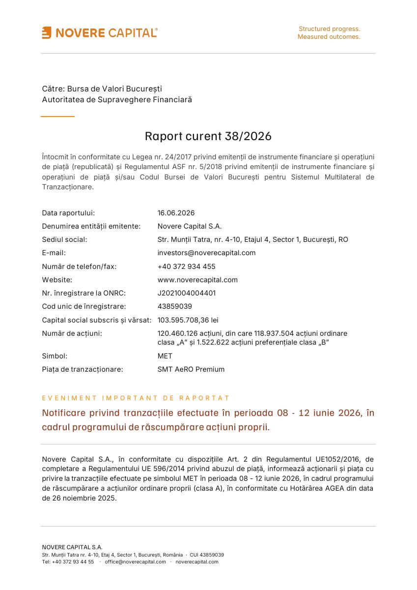 NOVERE CAPITAL (MET)