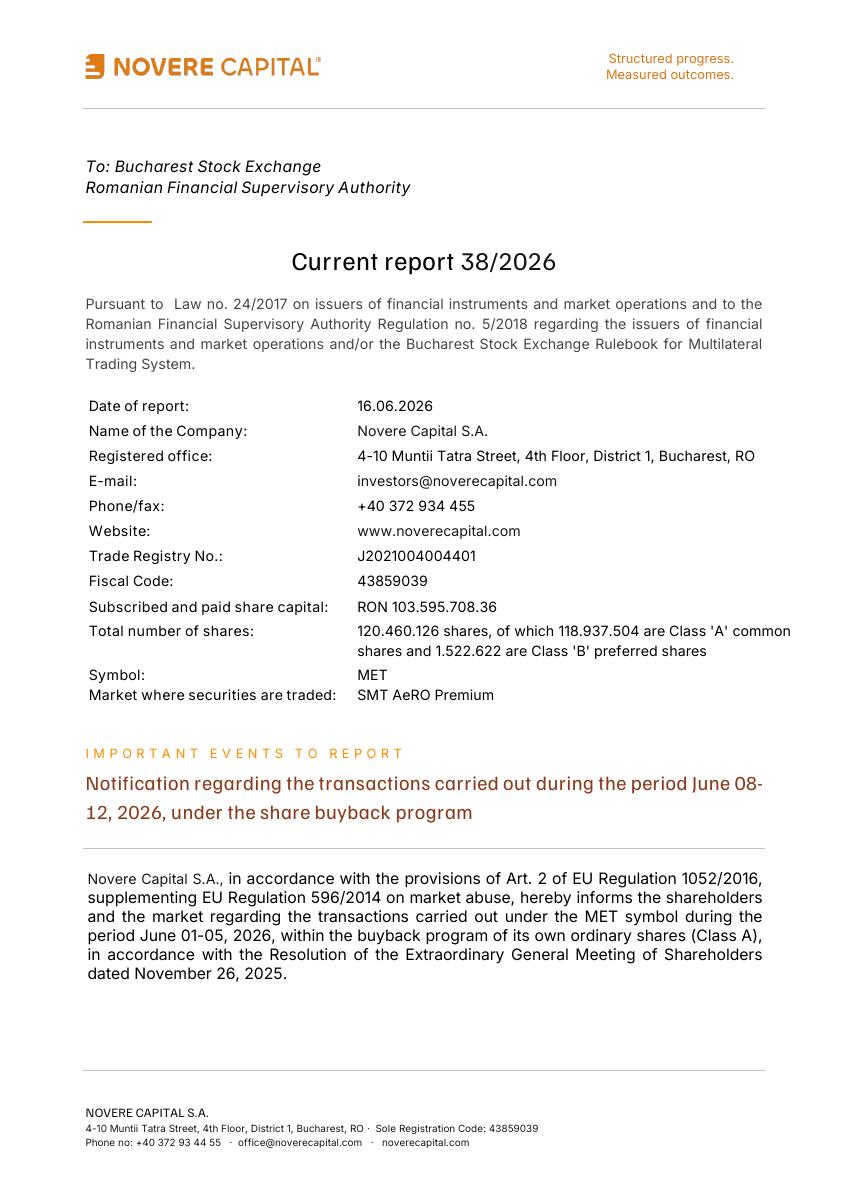 NOVERE CAPITAL (MET)