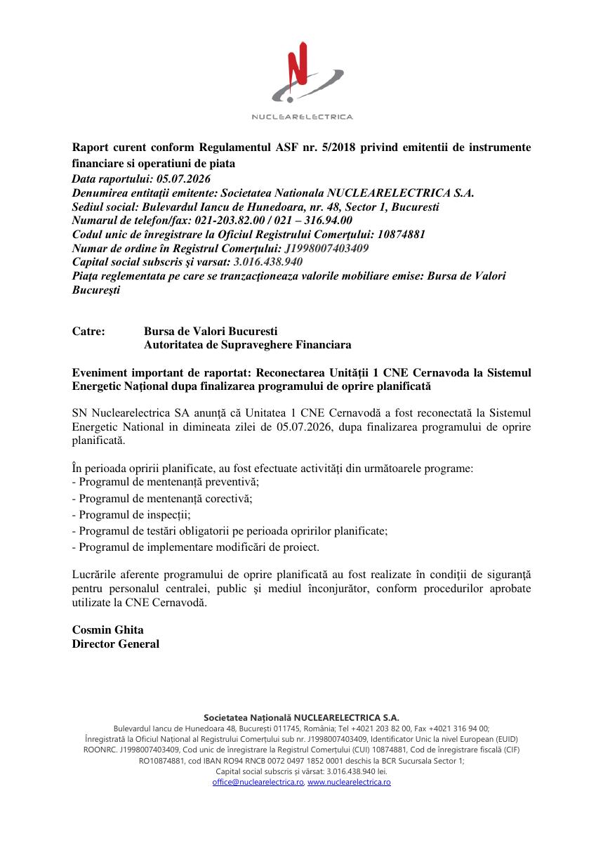 S.N. NUCLEARELECTRICA S.A. (SNN)