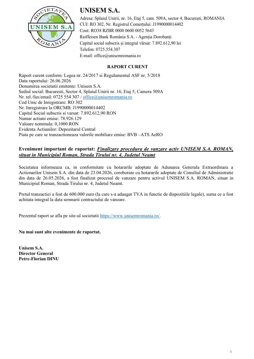 UNISEM SA BUCURESTI (UNISEM)