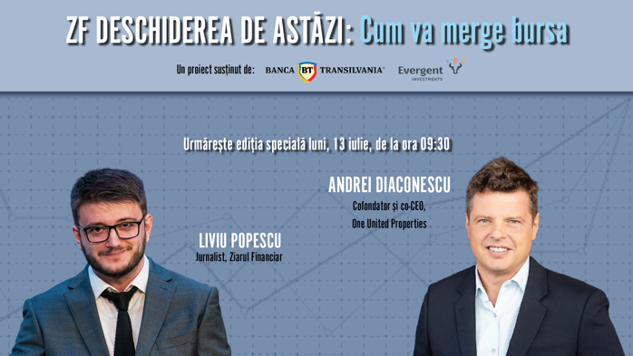 Urmăriţi o ediţie specială a ZF Deschiderea de Astăzi, 13 iulie, cu ocazia aniversării a cinci ani de la listarea One United Properties. Ce spune Andrei Diaconescu, cofondator şi co-CEO, despre planurile următoare de creştere