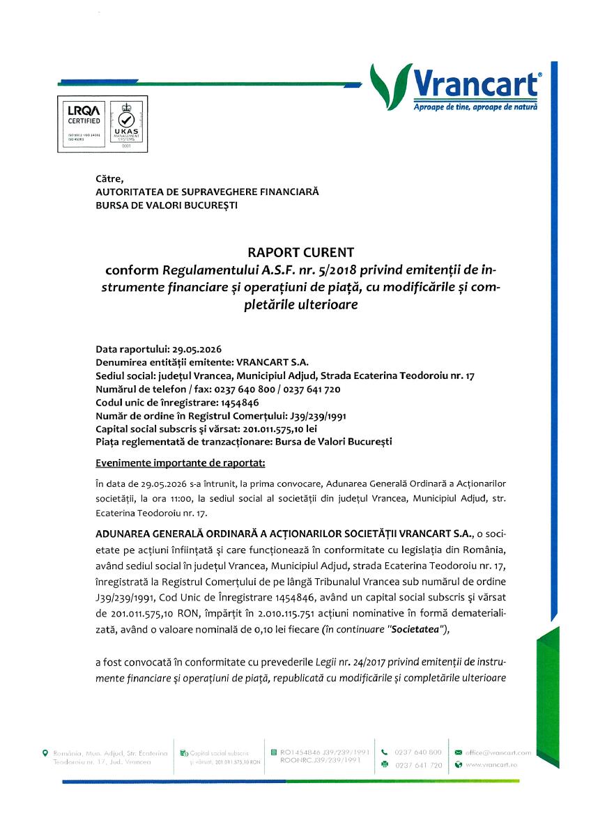 VRANCART SA (VNC)
